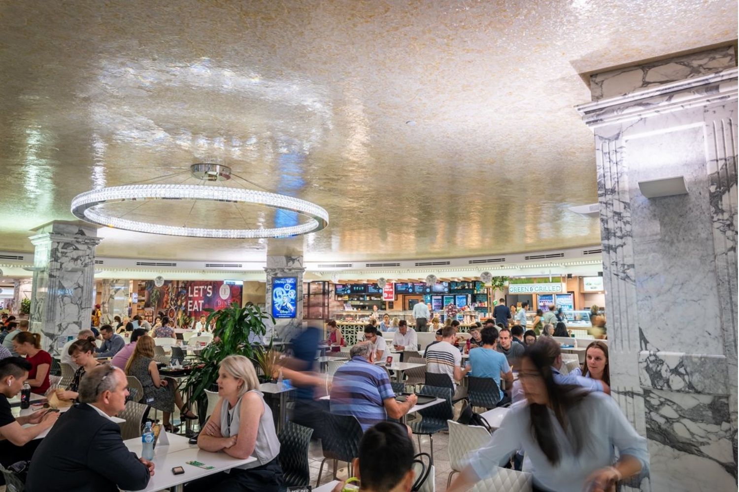 Food Court with mother of pearl ceiling and Swarovski crystal pendant