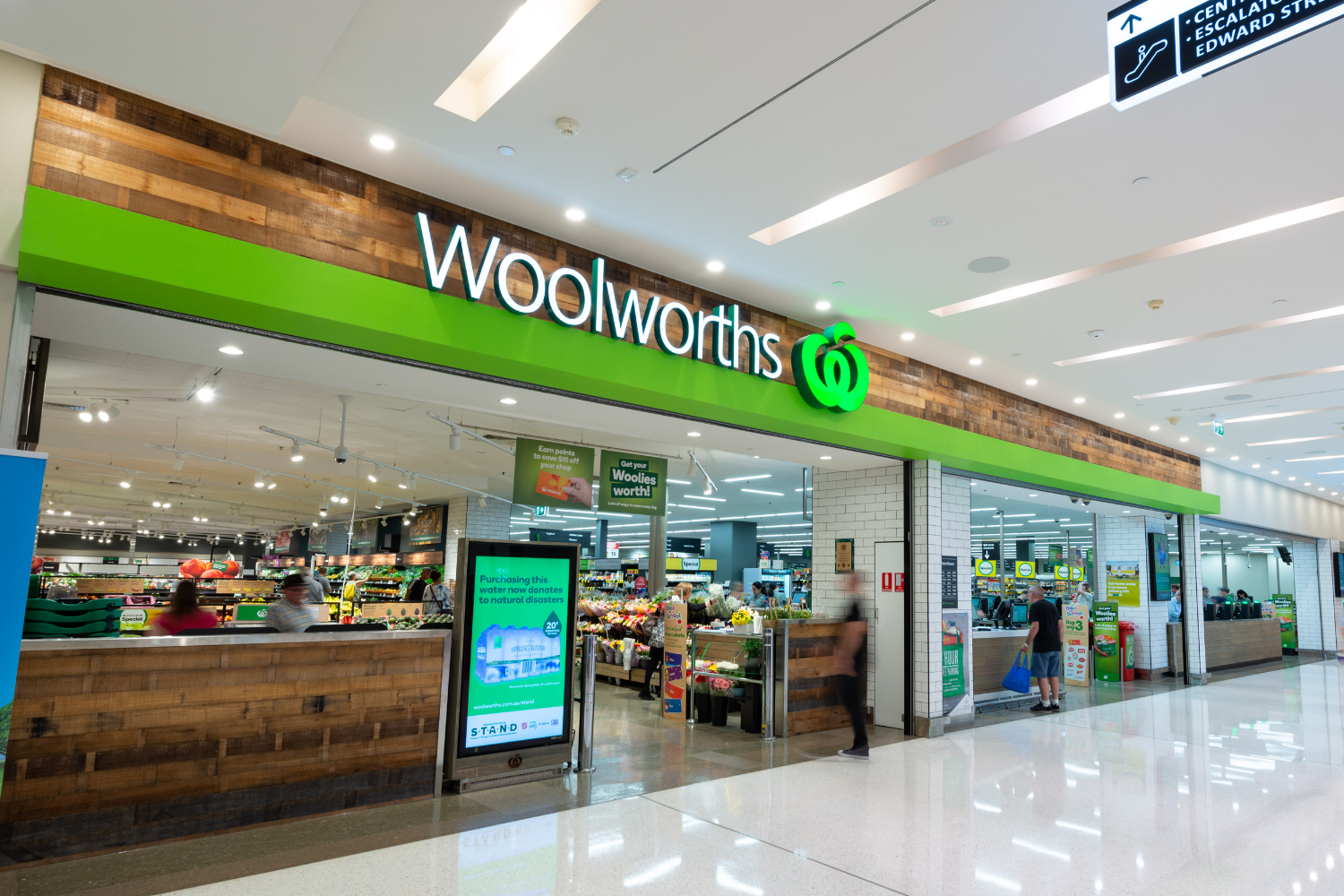 Flowers arrangement in front of woolworths store